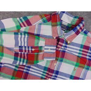 Polo Ralph Lauren Shirt Mens Large Classic Fit‎ Red Blue Plaid
